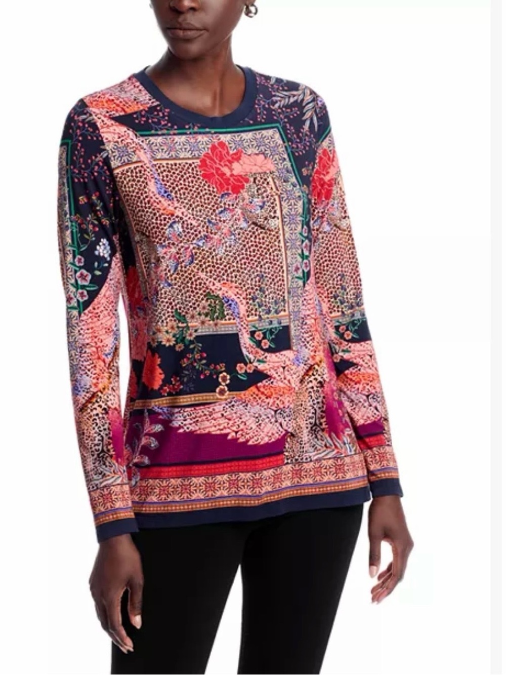 Johnny Was Multi color Floral & Paisley Long-Sleeve Top ice XXL nwt